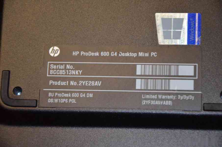 HP Prodesk 600 G4 Mini PC i3/12GB/SSD 256GB/záruka - foto 3