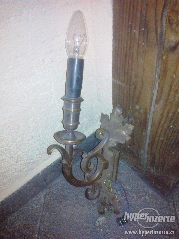 Nástěnná lampička mosaz -starožitná - foto 3