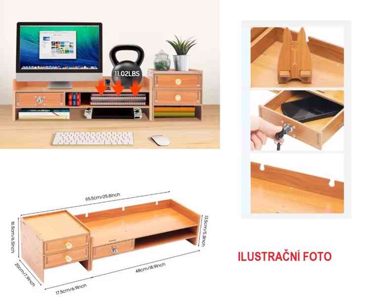 Podstavec pod monitor, organizér, stojánek na telefon - foto 8