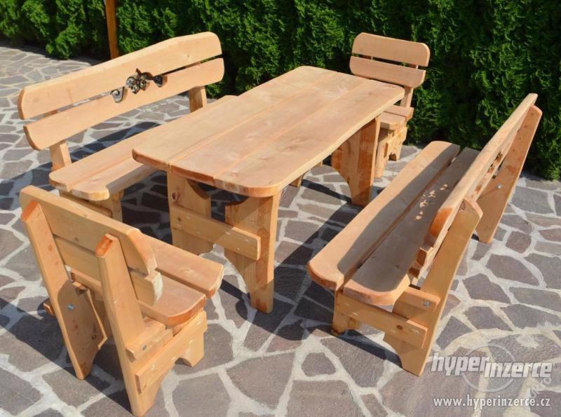 Masivní zahradní dřevěný nábytek - sestava - foto 1