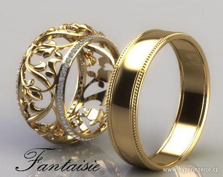 Luxusní zlaté snubní prsteny "Fantaisie" - foto 1