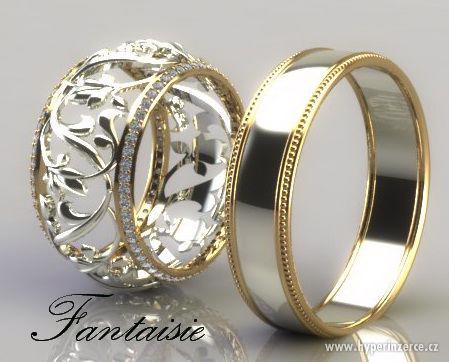 Luxusní zlaté snubní prsteny "Fantaisie" - foto 2