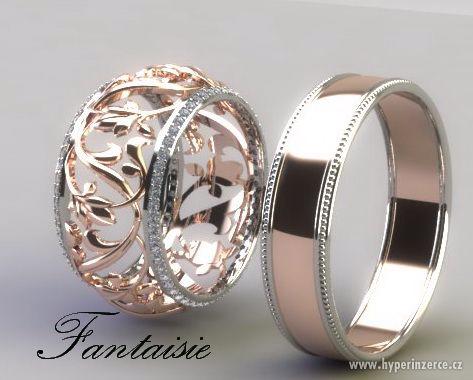 Luxusní zlaté snubní prsteny "Fantaisie" - foto 3