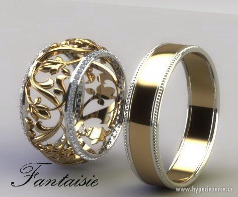 Luxusní zlaté snubní prsteny "Fantaisie" - foto 4