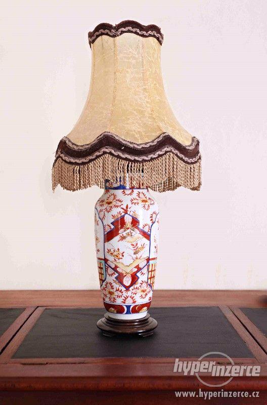 Porcelánová lampička Limoges s krásným stínidlem - foto 2