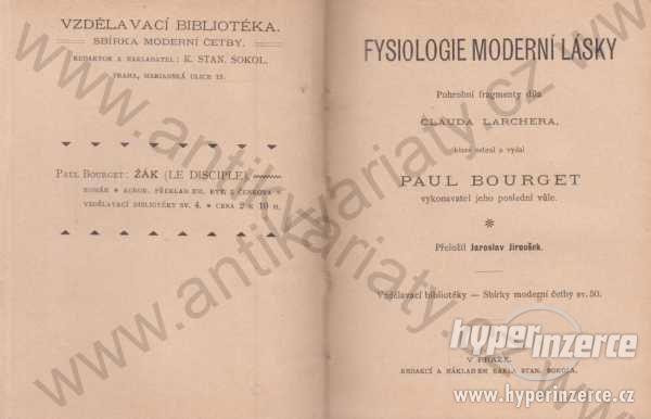 Fysiologie moderní lásky Bourget 1890 C. Larcher - foto 1