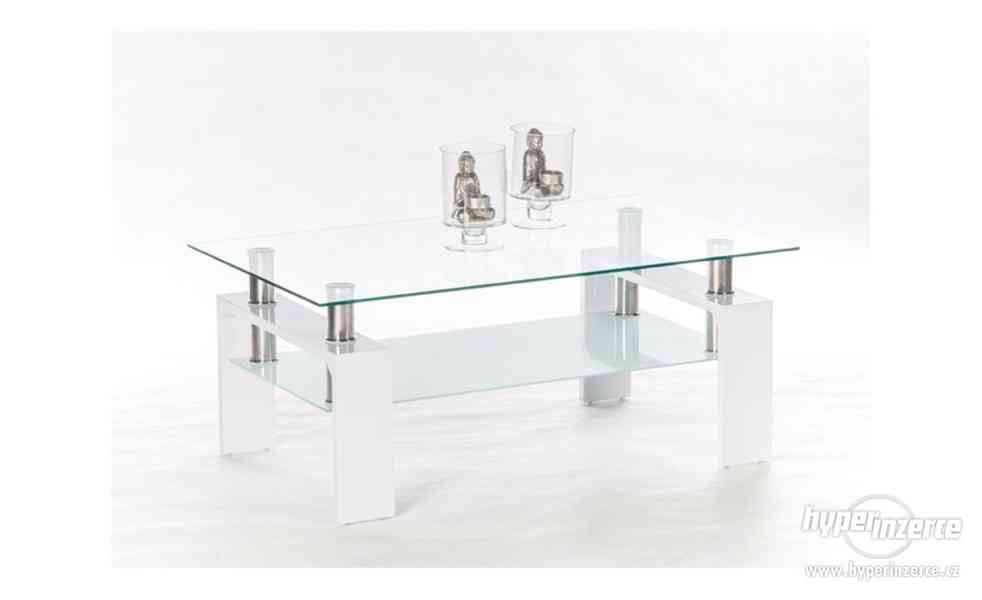 Konferenční stolek skleněný s bílým - foto 1