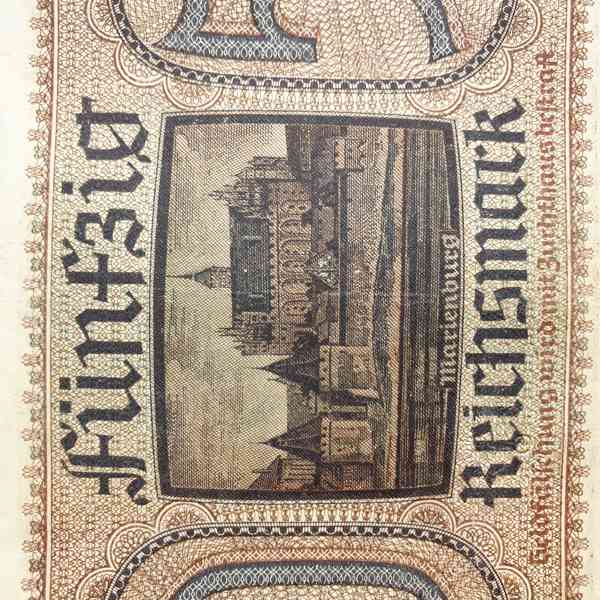 50 Reichsmark – Wehrmacht okupační bankovka Třetí říše - foto 7