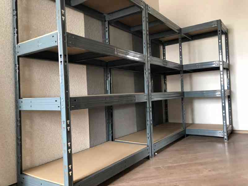Kovové skladové regály – pevné, stabilní, různé velikosti, V - foto 4