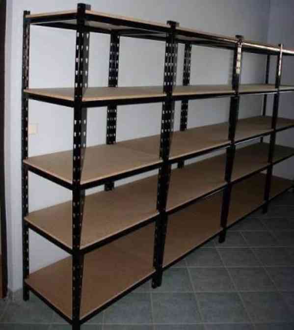 Kovové skladové regály – pevné, stabilní, různé velikosti, V - foto 3