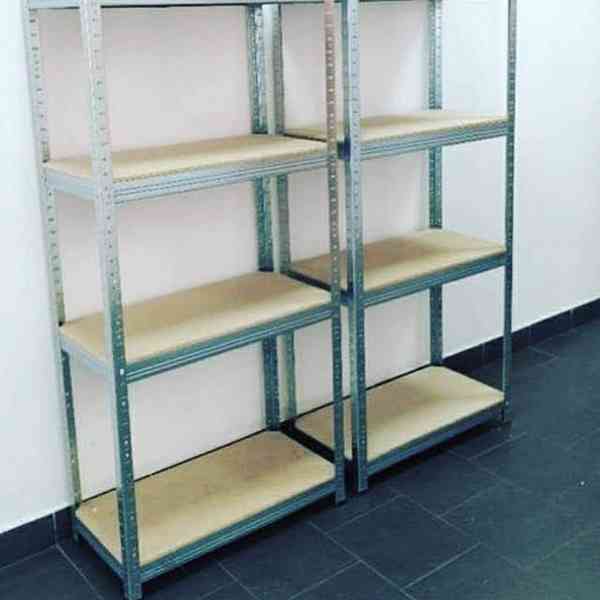 Kovové skladové regály – pevné, stabilní, různé velikosti, V - foto 2