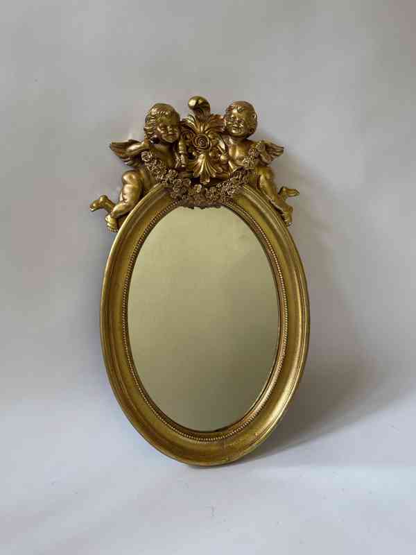Andělé - zlaté zdobené zrcadlo