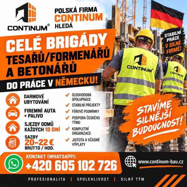 hledáme tesařů formenářů a betonářů - práce na Bavorsku