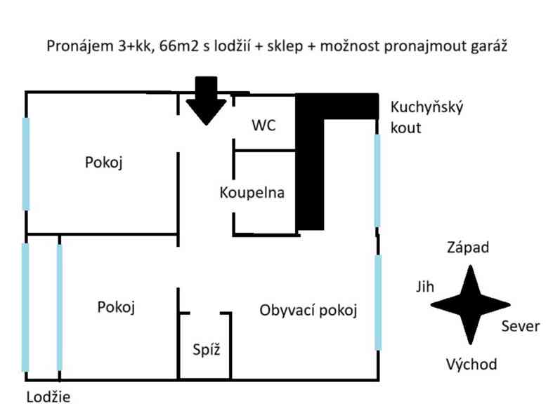 Pronájem 3+kk, 66m2 (balk+garáž) (Jablonec, ul. Vlaštovčí)  - foto 17