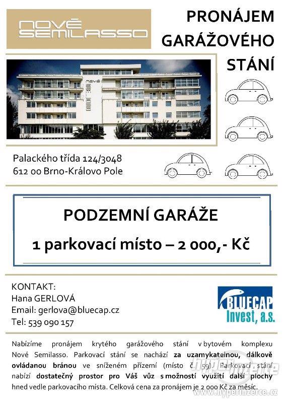 Pronájem garážového stání: Brno - Semilasso
