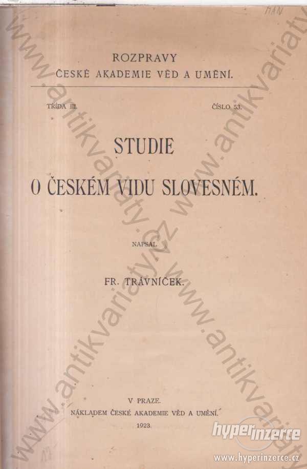 Studie o českém vidu slovesném František Trávníček - foto 1