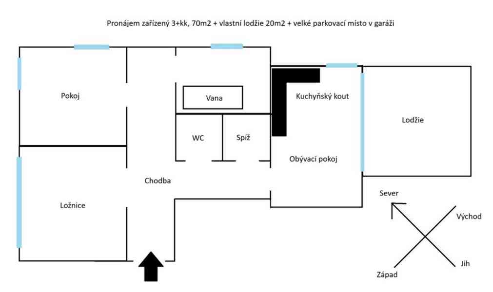 Pronájem 3+kk, 70m2+park.+balk. (LBC - centrum, ul. Lipová)  - foto 12