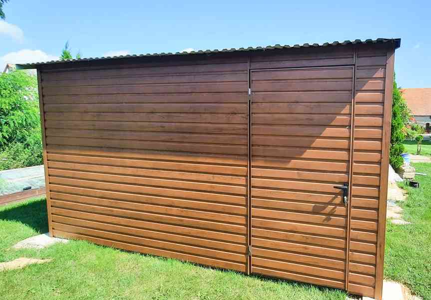 Plechová garáž 3m x 4m, sedlová střecha, vrata + dveře TS227 - foto 4
