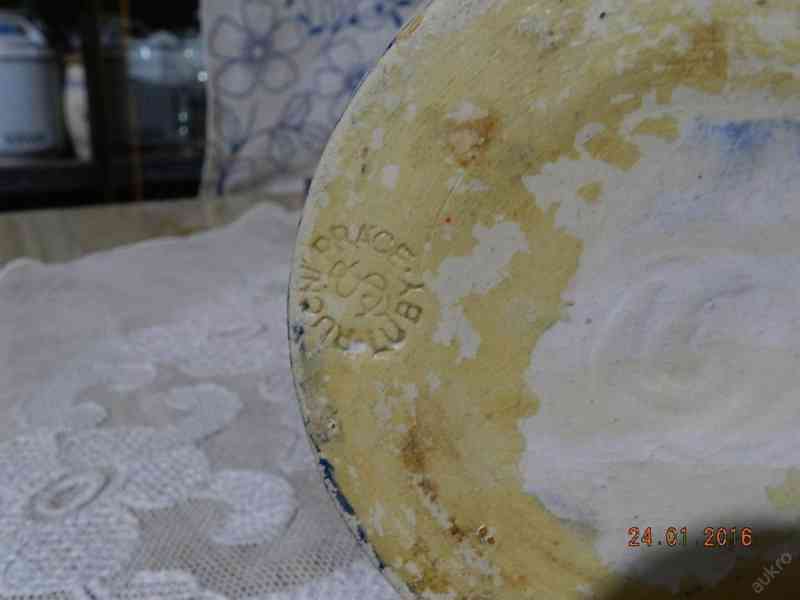 Krásná stará malovaná keramická váza Květiny Luby - foto 6