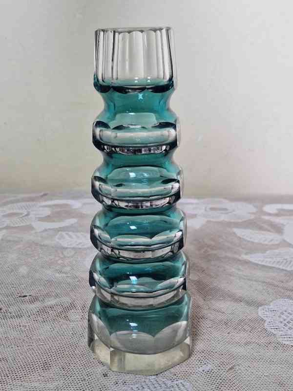 Autorská broušená zeleno modrá Váza - foto 6