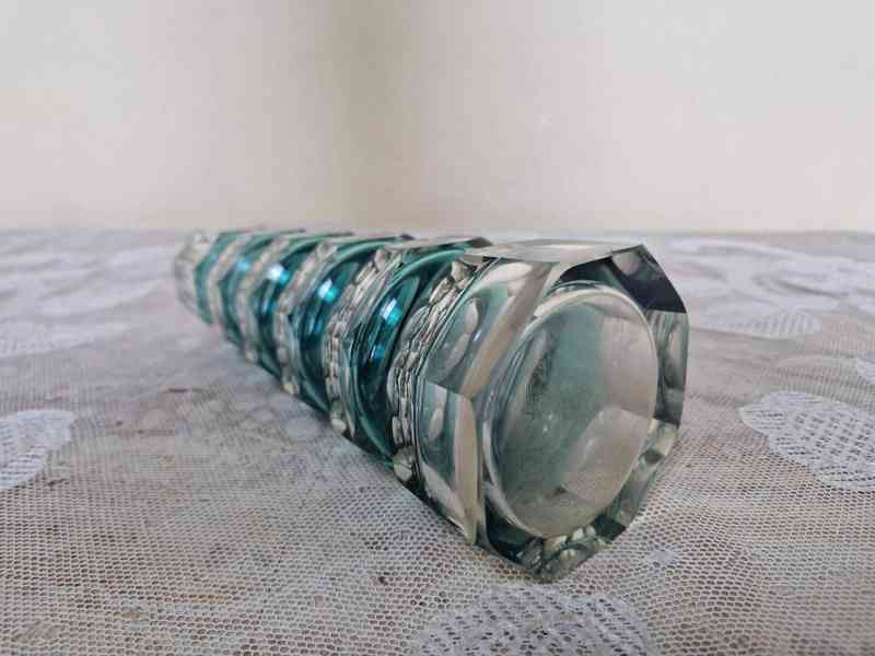 Autorská broušená zeleno modrá Váza - foto 4