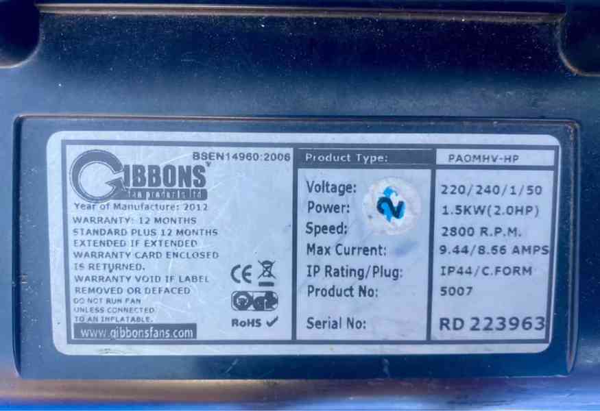 Gibbons 1,5 kW pro nafukovací atrakce  - foto 5