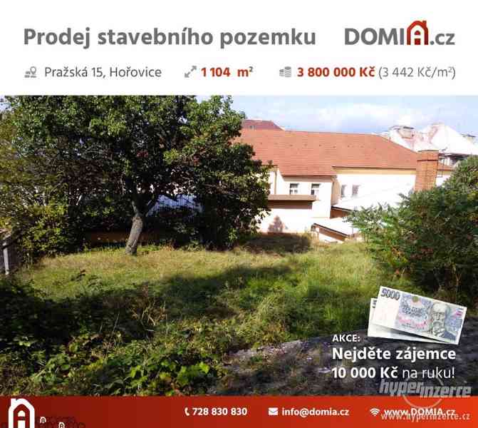 Prodej stavebního pozemku v centru Hořovic (1104 m2). - foto 2
