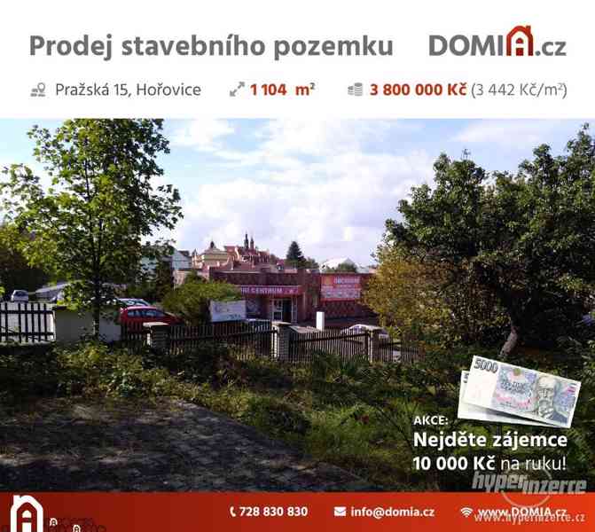 Prodej stavebního pozemku v centru Hořovic (1104 m2). - foto 3