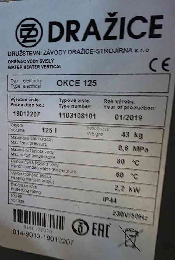 Elektrický bojler Dražice 125 l - foto 2