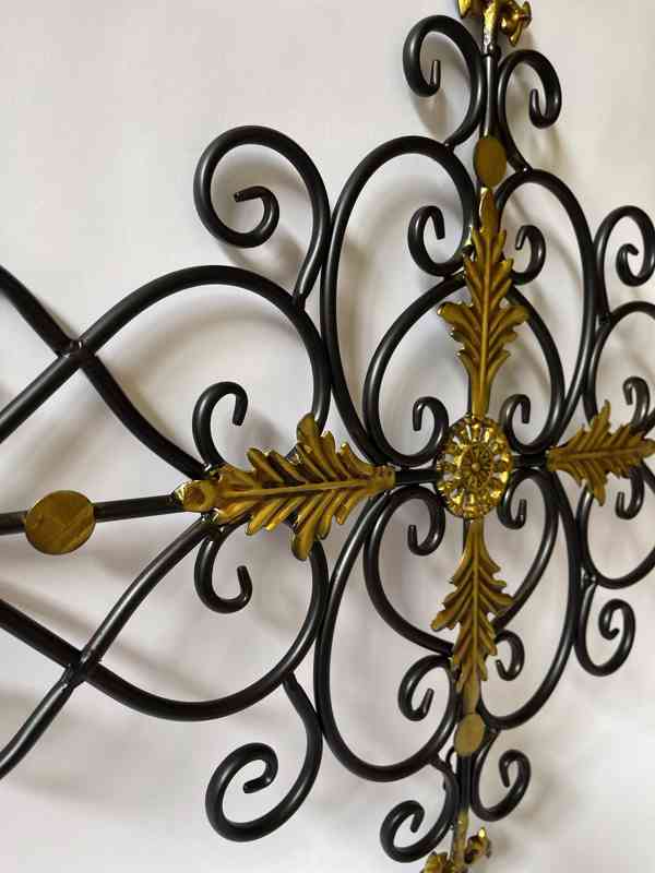 Zlato černá ozdobná mříž -kovová nástěnná dekorace - foto 3
