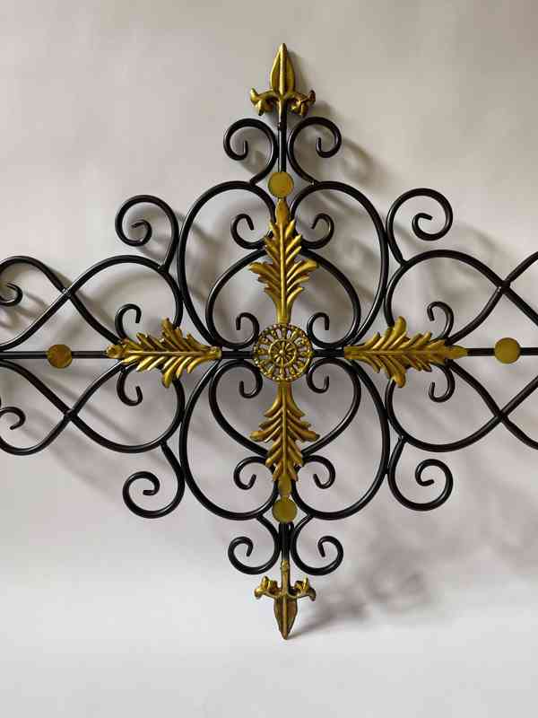 Zlato černá ozdobná mříž -kovová nástěnná dekorace - foto 2