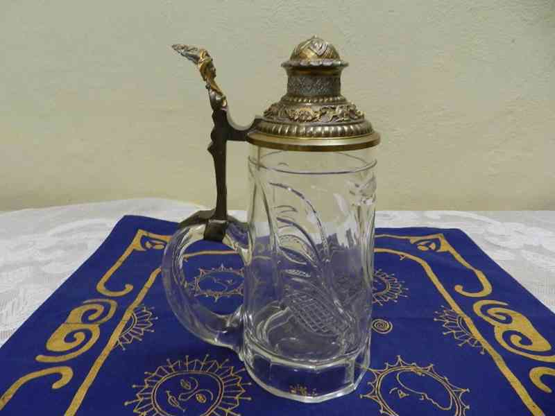 Krásný starý broušený Korbel Krýgl Winter Monogram cejch  - foto 3
