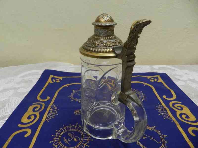 Krásný starý broušený Korbel Krýgl Winter Monogram cejch  - foto 2