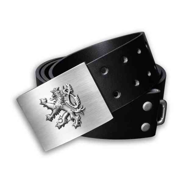 Opasek kožený Český lev 4,5 cm - černý - foto 4