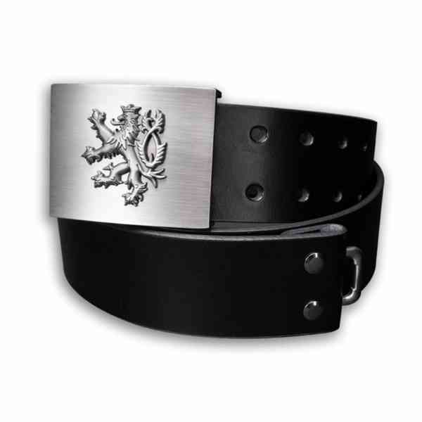 Opasek kožený Český lev 4,5 cm - černý