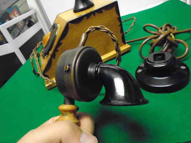 Retro dřevěný telefon Tesla C20 1974 super sběratelský stav - foto 17