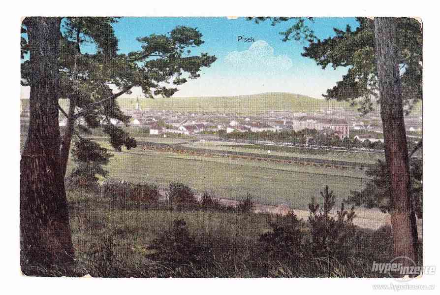 Starožitná barevná pohlednice města Písek z roku 1921 - foto 1