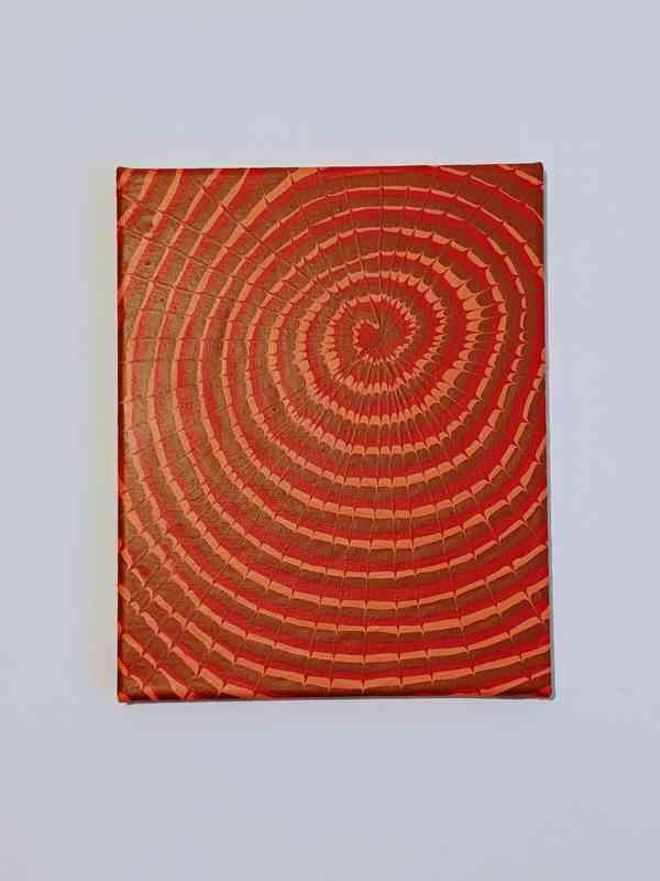 Obraz spirála červená oranžovo khaki malá akryl plátno Moňas - foto 1