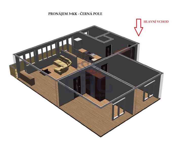 PRONÁJEM BYTU PO REKONSTRUKCI 3+KK V BRNĚ - ČERNÁ POLE - foto 2