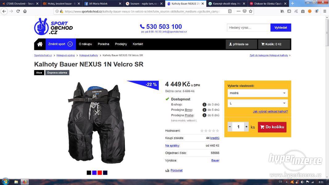 Profi kalhoty Bauer Nexus 1N Velcro - černé - vel. L (NOVÉ ) - foto 6