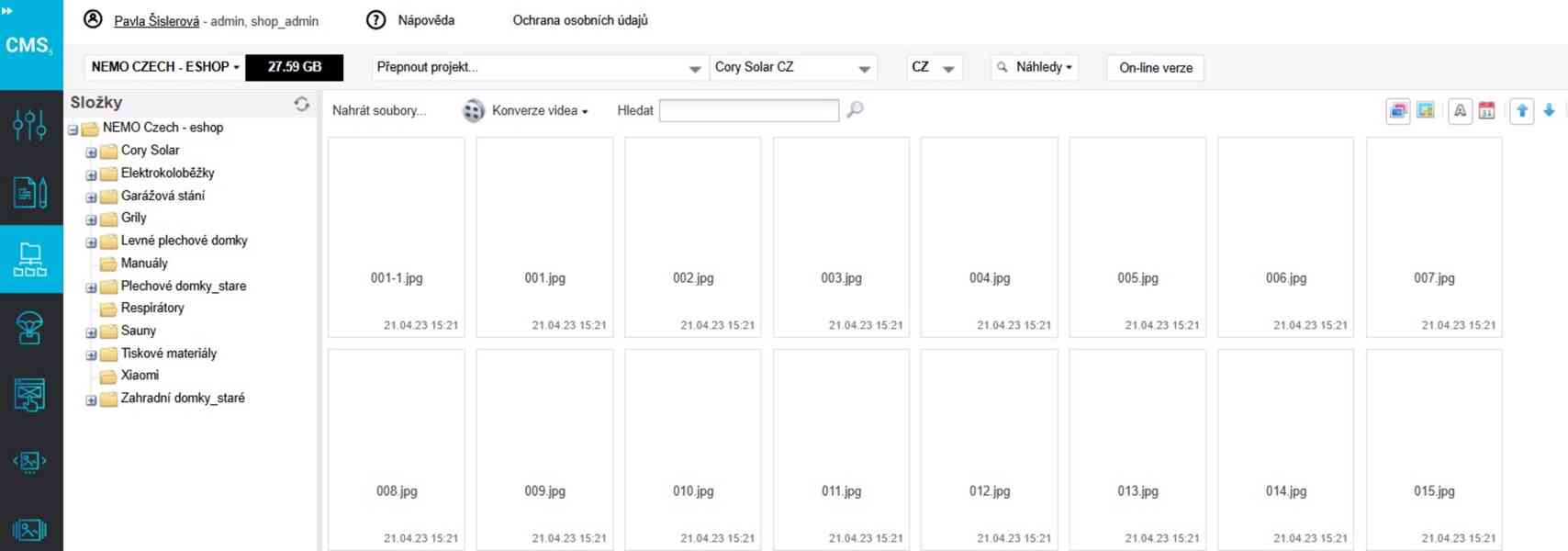 Webová aplikace – OMNIO CMS