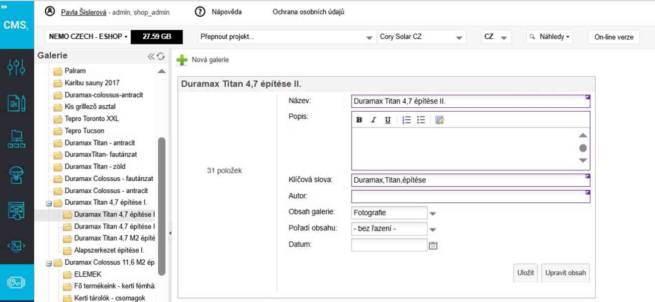 Webová aplikace – OMNIO CMS - foto 2