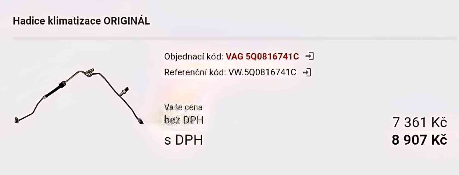 Hadice trubka klimatizace Octavia III 5Q0816741C - foto 6