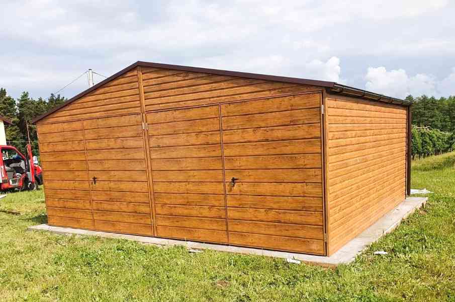 Plechová garáž 6x5m sedlová střecha dvoukřídlá vrata  TS220 - foto 3