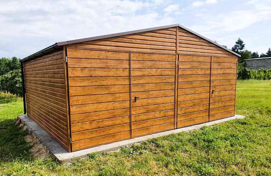 Plechová garáž 6x5m sedlová střecha dvoukřídlá vrata  TS220 - foto 5