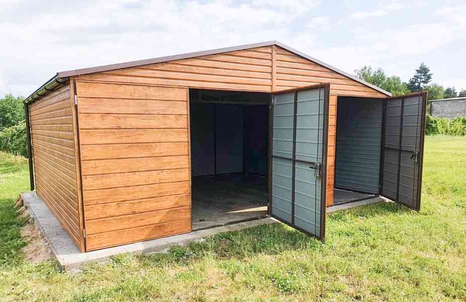Plechová garáž 6x5m sedlová střecha dvoukřídlá vrata  TS220 - foto 2