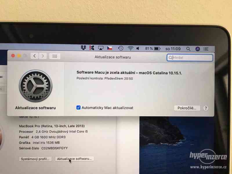 MacBook Pro 13,3, Retina displej, 128 GB, model Late 2013 - foto 5