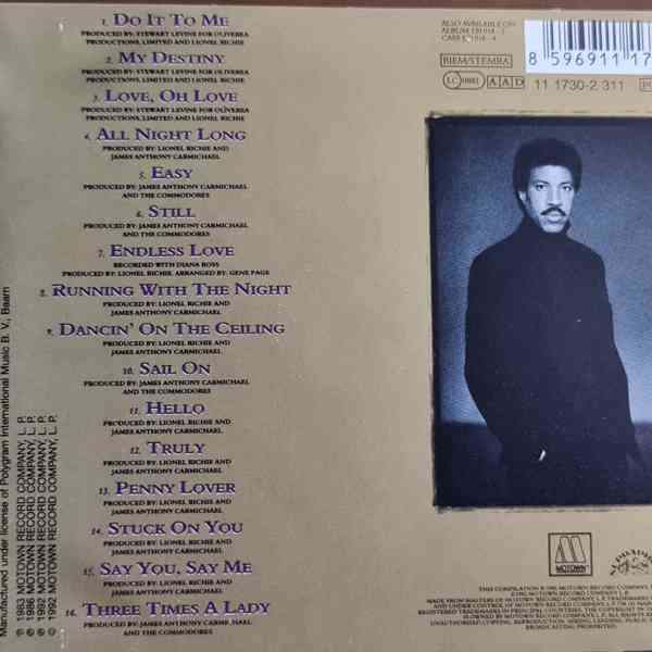 CD - LIONEL RICHIE / Back To Front - foto 2