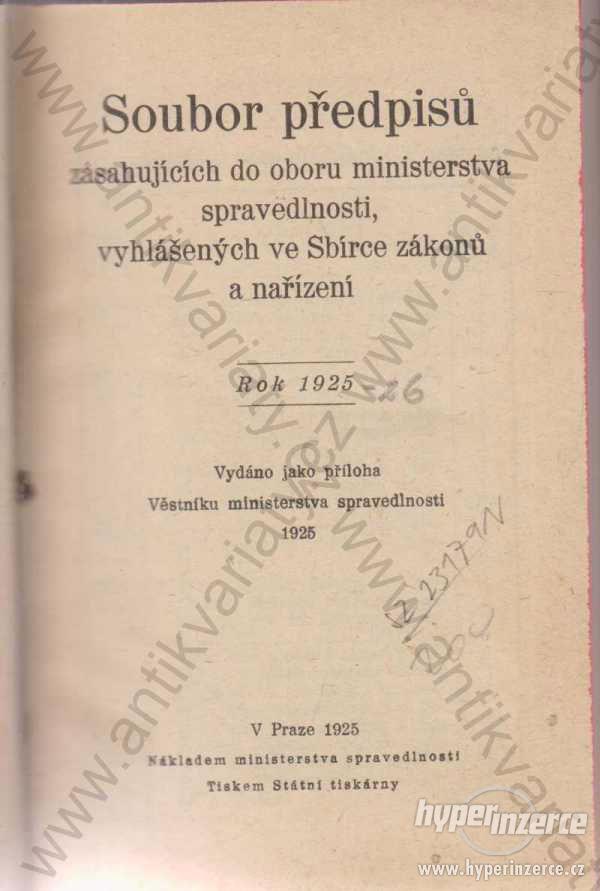 Soubor předpisů 1925-26 Ministerstvo spravedlnosti - foto 1