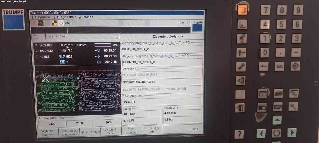  Laserový řezací stroj TRUMPF TruLaser 5040 6kW - foto 6